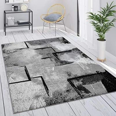 Afbeelding van Vloerkleed Grijs Woonkamer Vintage Laagpolig Geometrisch Abstract Patroon, Maat:160x230 cm, Kleur:Grijs 7