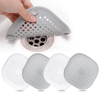 Afbeelding van Afvoerzeef, 4 Stuks Afvoerbescherming, Afvoer Protector Filter, Afvoerzeef Siliconen, voor Badkamer, Keuken, Gootsteen