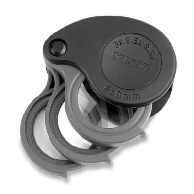 Afbeelding van Carson TV 36 3x/5.5x/8.5x TriView vouwloep met ingebouwde koffer, zwart