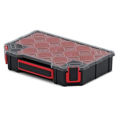 Afbeelding van Sorteerbox voor kleine onderdelen, assortimentsdoos met praktische containers, ergonomische handgreep, kunststof, transparant deksel, 284 x 195 60 m