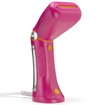 Afbeelding van Conair Extreme Steam Handheld Kledingstomer GSC24PKE, met een afneembare watertank van 90ml, snelle opwarmtijd 35 seconden, Lichtgewicht Reis Kledingstomer, Wereldwijd Gebruik Roze