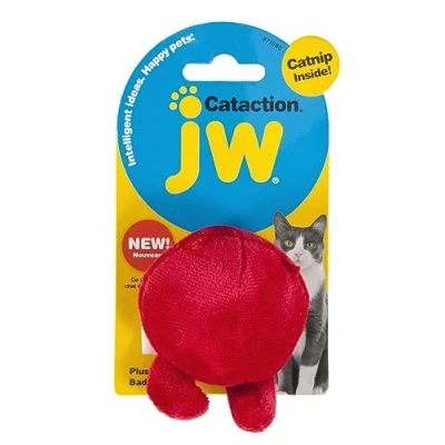 Afbeelding van JW Plush Bad Cuz Ball 7 x 8 cm speelgoed voor Katten Kattenspeeltje Rood