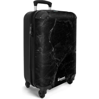 Afbeelding van NoBoringSuitcases.com® Zwart handbagage koffer marmer 55x35x25