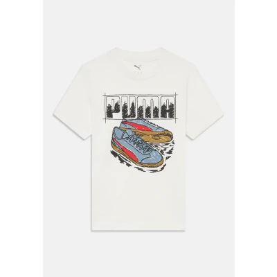 Afbeelding van Puma Graphic Sneaker TEE Unisex Tshirt print voor kinderen, Maat: 176, White