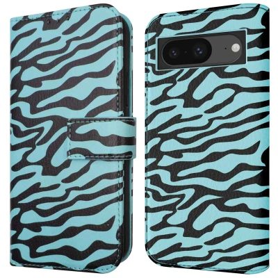 Afbeelding van Google Pixel 8a Hoesje Kunstleder iMoshion Bookcase Black Blue Stripes Telefoonhoesje
