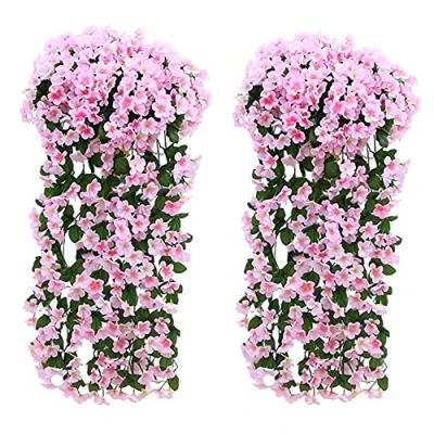 Afbeelding van Fycooler Kunstbloemen Nep Wisteria Wijnstok Zijde Bloem Kunstmatige Blauweregen Opknoping Bloemen 90CM voor Feest thuis bruiloft Decor DIY Huis Tuin