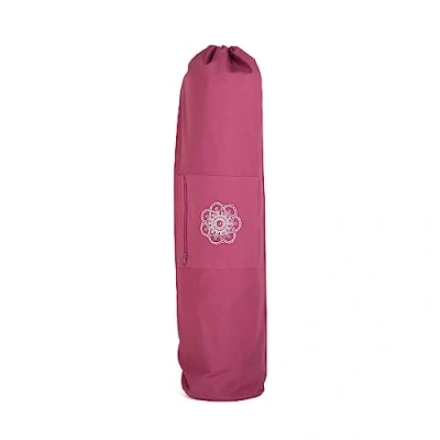 Afbeelding van Bodhi Surya Bag Cotton Yogatas, groot voor scheerwollen matten en yogamatten, tas van 100% katoen in XL formaat, sporttas met mandala design, aubergine