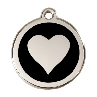Afbeelding van Heart Black roestvrijstalen hondenpenning large/groot dia. 3,8 cm RedDingo