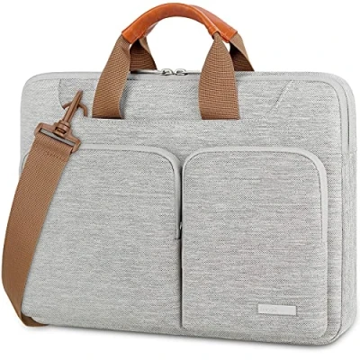 Afbeelding van Lacdo 360 Laptop Schoudertas Hoes voor 13 inch MacBook Air M3 A3113/M2 A2681/M1 A2337 A2179 2024 2018, Pro M2 M1 A2338 A2251 A2289 A2159, iPad M4/iPad 2024, Grijs