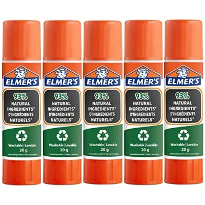 Afbeelding van Elmer&#039;s pure lijmstiften 93% natuurlijke ingrediënten 100% hergebruikt plastic Geweldig voor knutselen en op school Uitwasbaar kindvriendelijk 20 g 5 stuks