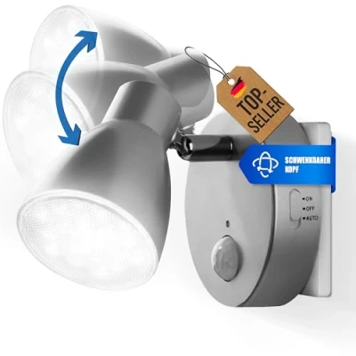 Afbeelding van Trango 2635 014 LED sensor nachtlampje * MILO met bewegingssensor en automatische functie in zilver veiligheidslicht Direct 230V, socketlamp, wandlamp, oriëntatielicht, nachtlamp, socket light