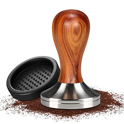 Afbeelding van Koffiestamper,Espresso Tamper,koffiestamper van roestvrij staal,Met Siliconen Sabotage Mat,espresso koffiestamper,Bonenpoeder pers gadgets kits,Design koffiestamper set