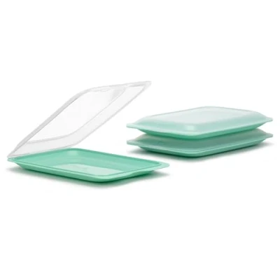 Afbeelding van TATAY Vleeswaren Bewaardoos Fresh Set van 3 Standaard Koelkast Bakjes Afneembaar Deksel, Stapelbaar Geschikt voor Vriezer, Magnetron en Vaatwasser BPA vrij, 17x3,2x25,2cm, Mintgroen