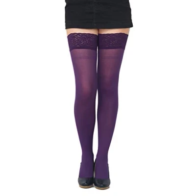 Afbeelding van Kleurige, ondoorzichtige 40 denier microvezel Hold Ups kousen van SENTELEGRI, maten S XXL, Paars, XXL