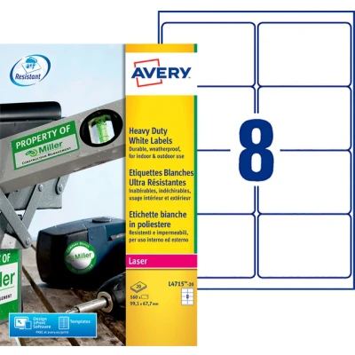 Afbeelding van Etiket Avery L4715 20 99.1x67.7mm wit 160stuks