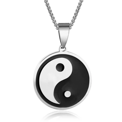 Afbeelding van LGT Jewels heren ketting Edelstaal Yin Yang Zilverkleurig