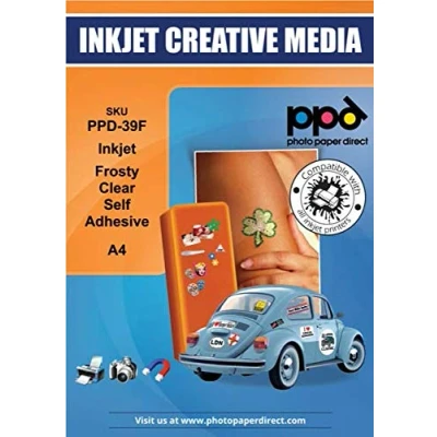 Afbeelding van PPD A4 x 20 vellen PREMIUM Inkjet Stickerfolie, Zelfklevend, Frosted/Semi Transparant voor full colour afdrukken in fotokwaliteit 39F