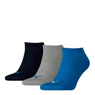 Afbeelding van PUMA Unisex Sneaker Trainer Plain Sokken (3 pack), blauw/grijs melange, 46 EU