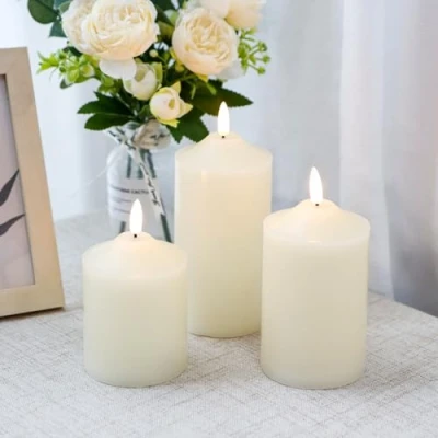Afbeelding van JHY DESIGN Set van 3 Wick vlamloze kaarsen flikkerende LED oplaadbare batterij Lamp geëxploiteerd met 8 toetsen afstandsbediening en timers, voor thuis, bruiloft, feest, Kerstmis (ivoor wit)