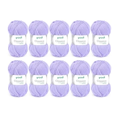 Afbeelding van Gründl Classico wol (Oeko Tex® gecertificeerd breigaren van 50% scheerwol (Merino) &amp; polyacryl, 50 g/120 m, naalddikte: 3,5 4,5, 10 bollen à g), lila