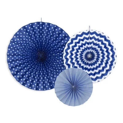 Afbeelding van Papieren rosetten donker blauw 3 stuks