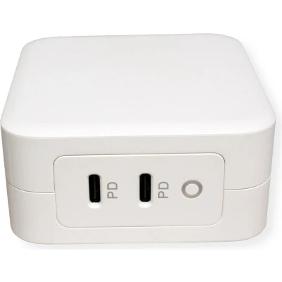 Afbeelding van ROLINE USB Oplader met Eurostekker, 2 poorten (2x Type C PD), GaN, 100W