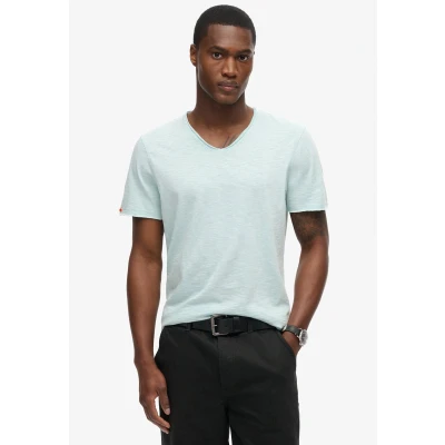Afbeelding van Superdry T Shirt Raw Edge Slub M1012076a Powder Blue Mannen Maat XXL