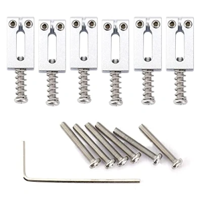 Afbeelding van Musiclily Ultra 10.5mm Moderne Stijl Messing Zadels voor Strat/Tele Elektrische Gitaar, Chroom (Set van 6)
