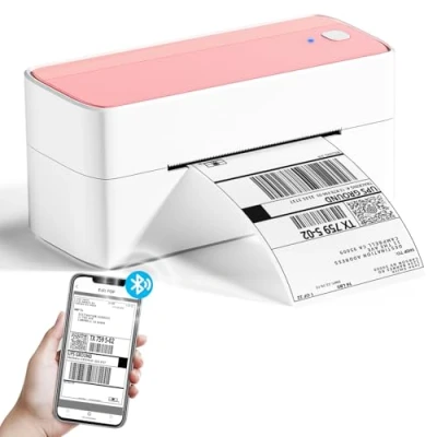 Afbeelding van Phomemo Bluetooth labelprinter, DHL thermische printer 4x6 ettiketprinter, labelprinter voor barcode, Amazon, Etsy, Shopify, Royal Mail, DHL, FedEx, UPS (roze)