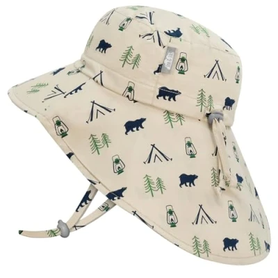 Afbeelding van Jan &amp; Jul Grow with Me Zonnehoed met grote rand voor baby&#039;s, peuters en kinderen, Bear Camp, 6 24 Maanden