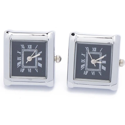 Afbeelding van Manchetknopen Echt Horloge Wit met Zwarte Wijzerplaat Vierkant