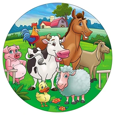 Afbeelding van J&amp;M DECO Taarttopper Verjaardag Decoratie Boerderji Motief Taart Topper Eetbare Papieren Fondant Rond 20 cm Taartdecoratie Eetbaar Cake Birthday Decoration