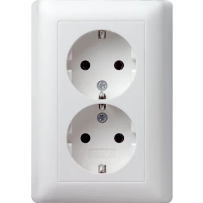 Afbeelding van GIRA 078004 Wandcontactdoos dubbel Inzetstuk System 55, Standaard E2, Event, Event Clear, Opaque, Esprit, Cla