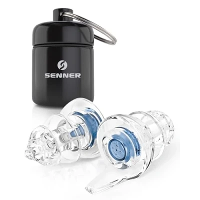 Afbeelding van Senner ® MusicPro Soft Gehoorbescherming voor Concerten, Muziek, Disco, Festivals Extra Zachte Oordopjes, Blauw/Transparant met Aluminium Opbergdoosje
