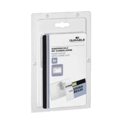 Afbeelding van Durable Badge met combiclip 40X75MM kleinverp.