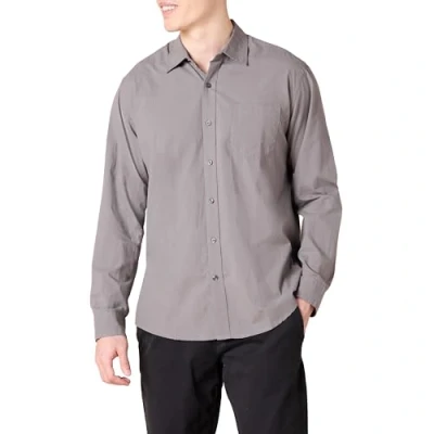Afbeelding van Amazon Essentials Men&#039;s Casual poplin overhemd met normale pasvorm en lange mouwen, Grijs, S
