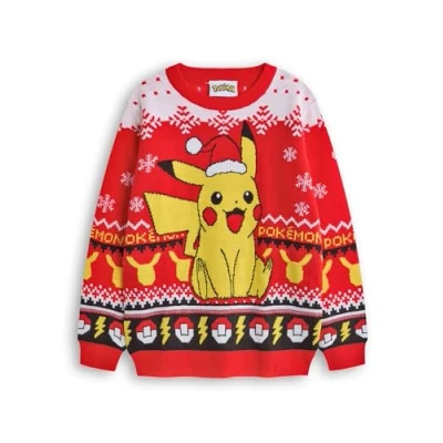 Afbeelding van Pokémon Kersttrui voor kinderen Veelkleurige feestelijke vakantie Pikachu gebreide trui met lange mouwen Warme gebreid seizoenscadeau jongens en meisjes