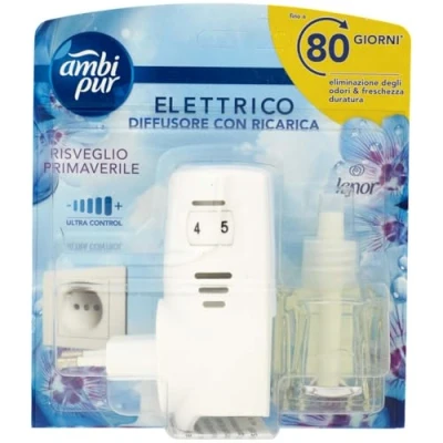 Afbeelding van Ambi Pur kamergeur voor lente, 1 elektrische diffuser en navulling, elimineert geurtjes, veilig in elke dans, houdt tot 80 dagen geur