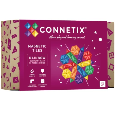 Afbeelding van Connetix Magnetische Tegels Rainbow Geometry 30 stuks