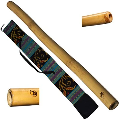 Afbeelding van Australian Treasures bamboe didgeridoo 120cm model bamboo PRO inclusief stevige didgeridoobag van katoen Mooi laag geluid