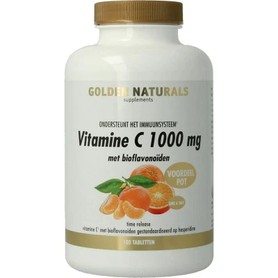 Afbeelding van Gratis Verzending: 2x Golden Naturals Vitamine C 1000mg Bioflavonoïden Vegan 180 tabletten