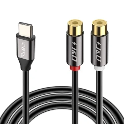 Afbeelding van J&amp;D USB C naar RCA Stereokabel, Type 2 Female Y Splitter Verlengkabel Compatibel voor iPhone 15/15 Plus/15 Pro/15 Pro Max, Pixel 7, Galaxy S23/S23+/S23 Ultra/S22+/S22 Ultra