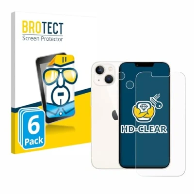 Afbeelding van BROTECT Screenprotector voor Apple iPhone 13 (Voor+Camera) Folie Beschermfolie transparant (6 Stuks)