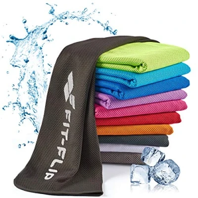 Afbeelding van Verkoelende handdoek 120cm x 35cm, microvezel sporthanddoek verkoelend, koeldoek, Airflip Ice cooling towel, Kleur: Zwart, Afmetingen: 35cm