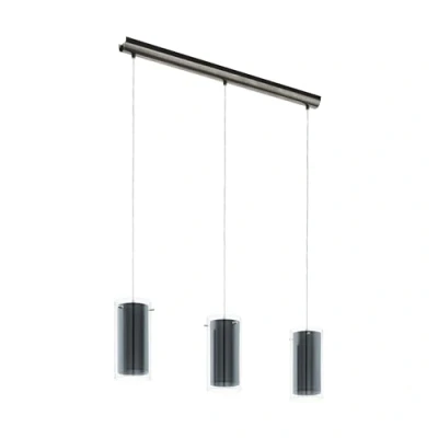 Afbeelding van Leen Bakker EGLO Hanglamp Pinto Textil 3lichts Hanglampen Zwart Glas