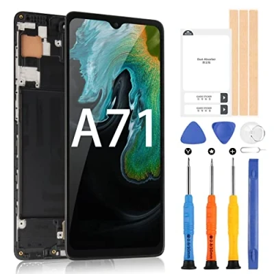Afbeelding van LCD scherm voor Samsung Galaxy A71 SM A715F A715F/DS Digitazer touchscreen vervanging met gereedschap, Zonder Vingerafdrukfunctie (zwart frame)