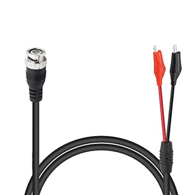Afbeelding van YACSEJAO BNC dubbele krokodillenklem testkabel, 1M/3.3FT Q9 naar testkabel Sonde leidt Oscilloscooptest voor videobewaking, oscilloscopen signaalgeneratoren