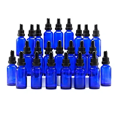 Afbeelding van Yizhao Blauw Glazen Druppelflesje 30ml, met Pipet Druppelaar, voor Essentiële olie, Aromatherapie, Cosmetica, Laboratorium, Apotheek, Reizen, Massage 24 Stuks