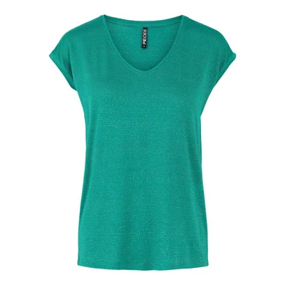 Afbeelding van PIECES Pcbillo Tee Lurex Stripes Noos T shirt voor dames, Pepper Green, L