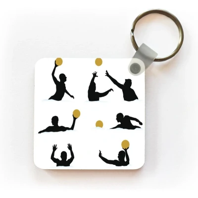 Afbeelding van Sleutelhanger een silhouet illustratie van waterpolo speler Uitdeelcadeautjes Plastic